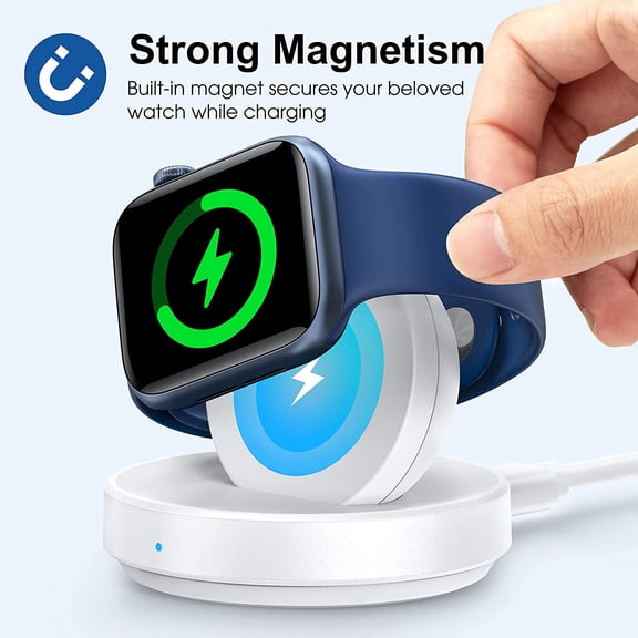 SHIQI-Charging Stand for Apple Watch, Magnetic Wireless Portable Watch Charger Stand with Charging Cord&Adapter Compatible with iWatch Series 11 10 9 8 7 SE 6 5 4 3 2/Ultra 2, Supports Nightstand Mod