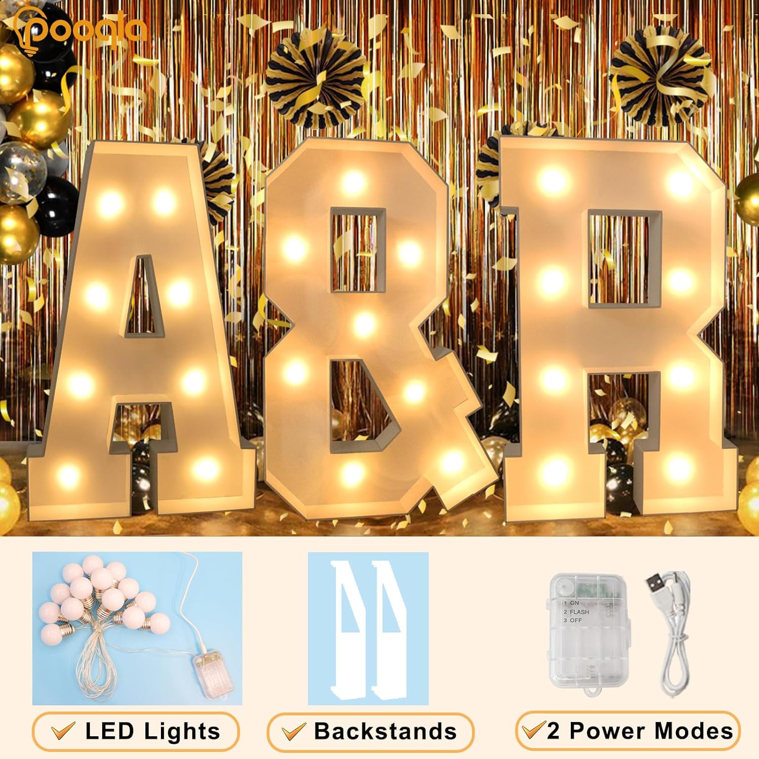 SHIQI-Marquee Letters, 3FT Light Up Letters, Giant Marquee Letters 3 ...