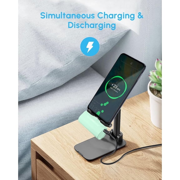 SHIQI-Power Bank USB C Portable Charger 4800mah Mini Battery Bank for Android Cellphones 15W PD Fast Charging External Back-up Ultra-compact Battery Charger for iPhone 16/15 Series-Green(Type-c Only)