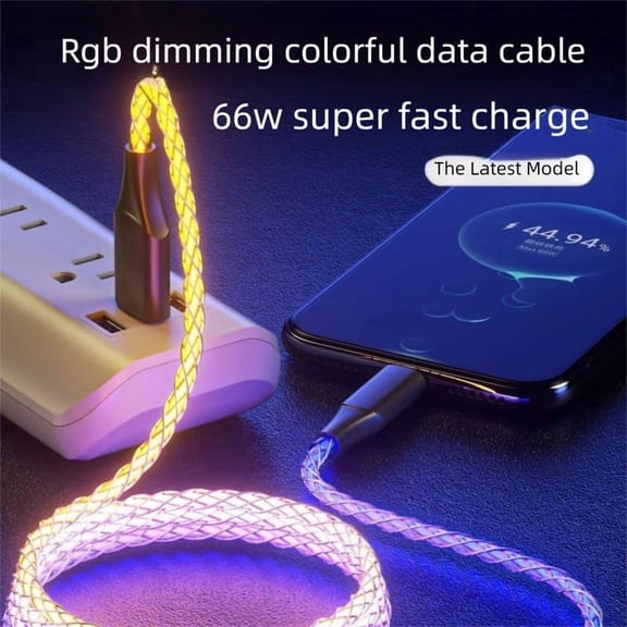 SHIQI-RGB USB A to Type C Fast Charging Cable Phone Charger High Data Speed Light Up Colourful RGB Current Flowing for All USB C Device-USB A to C RGB 39 Inche