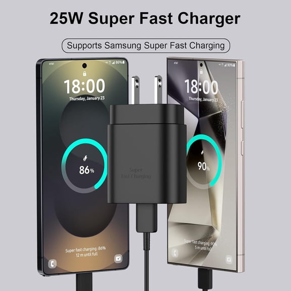 SHIQI-S25 S24 S23 S22 Samsung Fast Charger USB Type C Charger,25W Android Phone Charger Fast Charging Block & 10ft USB C Charger Cable Cord for Samsung Galaxy S25/S24/S23/S22/S21/S20/Plus/Ultra/FE,Bl
