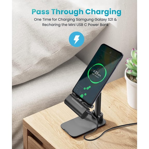 SHIQI-Small USB C Portable Charger for iPhone 15 Pro Max,4800mAh Ultra-Compact Charger Power Bank Type-c Portable Bank for iPhone 15/16/Samsung Galaxy Z Flip5/4/S22/Motorola/Google/TCL/Pixel/LG-Black