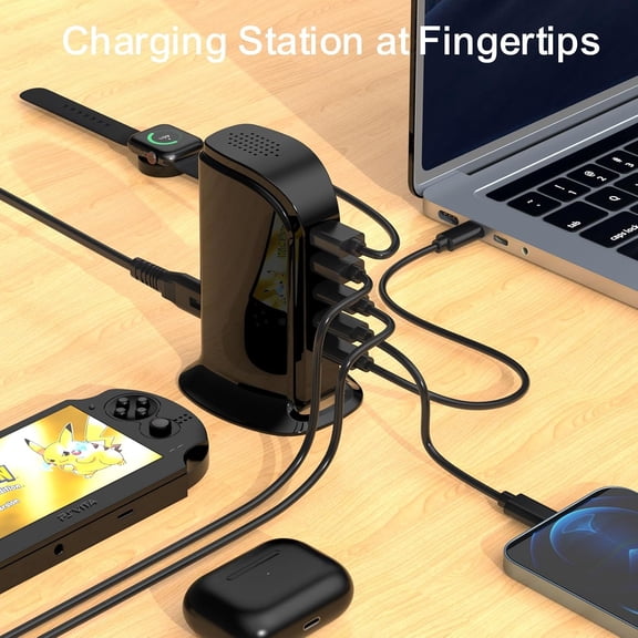 SHIQI-Type C Charger for Multiple Devices, USB C Fast Charging Station 100W Total, USB C Charger Block with Dual PD C Ports, USB Tower Multiports Space Saving, Charging Accessories for iPhone/Samsun