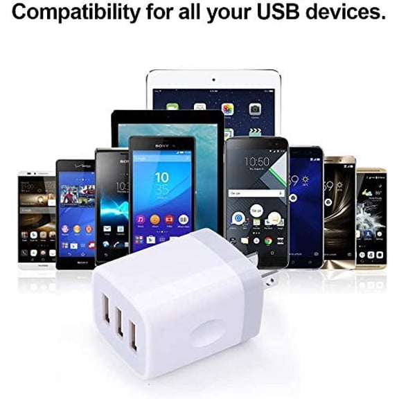 SHIQI-USB Charger Cubes, Wall Charger Adapter, 3Pack Universal Travel 3.1A 3 Muti Port Plug Charging Block Compatible with iPhone 17,16,15,14,13,12,11,X,Plus,Samsung Galaxy S25,S24,S23,S22 Plus,LG