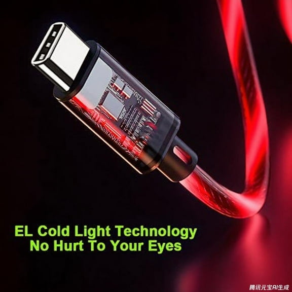 SHIQI-USB Type C to Type C PD Fast Charging Cable Phone Charger High Data Speed Visible Light Up Red Current Flowing for All USB C Device-39Inches Red