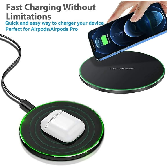 SHIQI-Wireless Charger for Samsung Galaxy S24/S24+S23/S23+/S22/S22+/S21/S20/S20+/S10/S9+/S9/S8/S8+/S7/Note10/Note9/Note8, 15W Wireless Charging Pad with USB-C for Samsung & iPhone Black(No AC Adapter