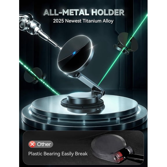 SHIQI-for MagSafe Car Mount Charger, [All-Metal] 15W Fast MagSafe Car Charger, Hands Free Magnetic Phone Holder for Car Dashboard for iPhone 17 Pro Max Air/16 15 14 13 12 Pro Max Plus, Black