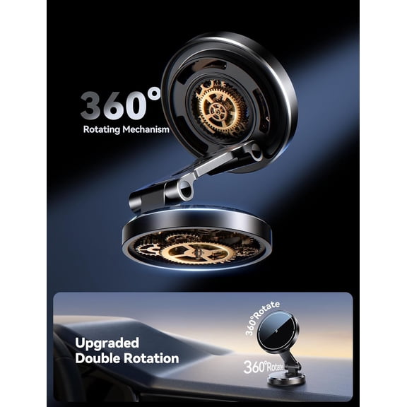 SHIQI-for MagSafe Car Mount Charger with Rotatable Charging Panel, 15W Fast Charging Metal Magnetic Phone Holder, Dashboard Wireless Charger for iPhone Car Mount for iPhone 17/16/15/14/13/12