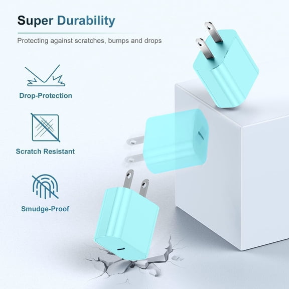 SHIQI-iPhone 17 16 15 Charger,20W USB C Fast Charging Block Plug and 6ft Type C to C Cable Cord Long for Apple iPhone 17 Pro Max/17 Air/16 Pro/16 Plus/15 Pro/15 Mini/Samsung/iPad Wall Adapter Cube Br