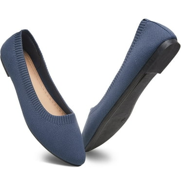 AOMAIS Women Ballet Flats Navy Pointy Toe Flats Mesh Shoes for Women Slip on Shoes(Navy,US11)