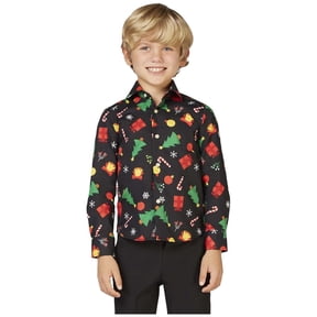 OppoSuits Boys' Shirts SHIRT LS Christmas Icons Black - US 2Y Black