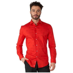 OppoSuits Men's Shirts SHIRT LS Christmas Icons Red - M Red