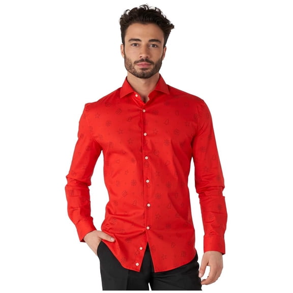 OppoSuits Men's Shirts SHIRT LS Christmas Icons Red - XXL Red