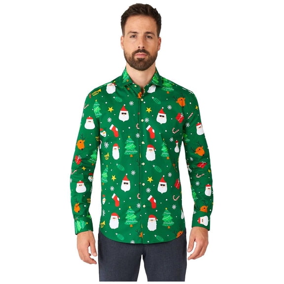 OppoSuits Men's Shirts SHIRT LS Festivity Green - S Green