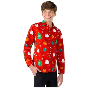 OppoSuits Teen Boys' Shirts SHIRT LS Festivity Red Teen boys - US 10Y Red