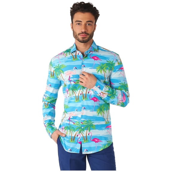 OppoSuits Men's Shirts SHIRT LS Flaminguy - M Multicolor