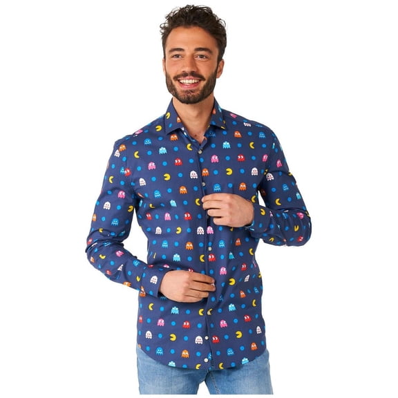 OppoSuits Men's Shirts SHIRT LS Pixel PAC-MANT - XS Blue