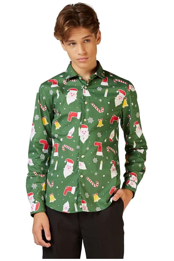 Teen Boys' Shirts SHIRT LS Santaboss - US 14Y Green