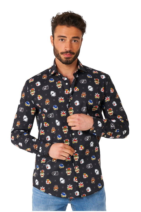 Men's Shirts SHIRT LS Super MarioT Bad Guys - L Black