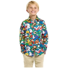 OppoSuits Teen Boys' Shirts SHIRT LS Super Mario Teen Boys - US 12Y Multicolor