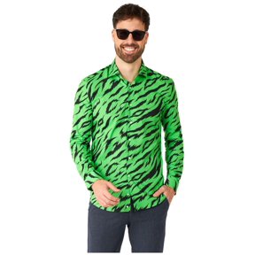 OppoSuits Men's Shirts SHIRT LS Wild Animal - S Green