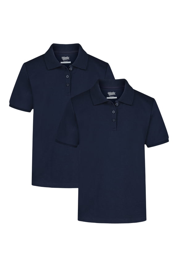 Girls School Uniform Interlock Short Sleeve Polo Shirt, Sizes 4-18 & 10-16 Plus