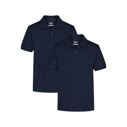 Girls School Uniform Interlock Short Sleeve Polo Shirt, Sizes 4-18 & 10-16 Plus