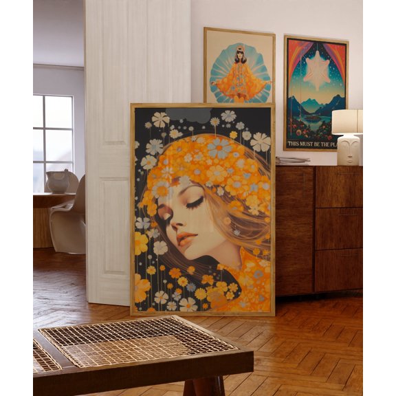 SHIRVA 70s Psychedelic Art Print, Retro Home Decor Poster, Canvas Dorm Decor, Unframed Paper Poster 8x12in