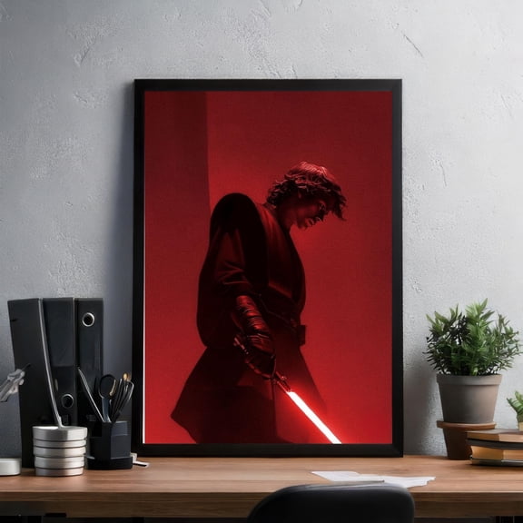 SHIRVA Anakin Skywalker Poster | Chosen One Wall Art | Sci Fi Movie Character Print | Dark Side Decor | Space Saga Fan Gift | Dorm Room Poster, Unframed Paper Poster 8x12in