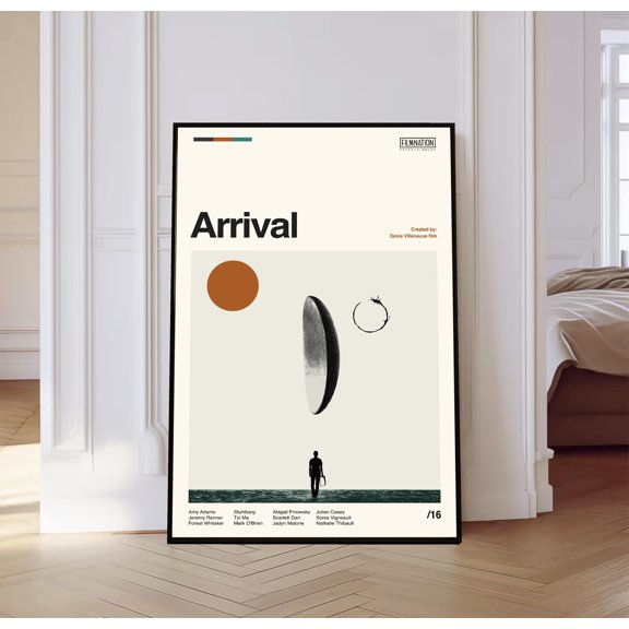 SHIRVA Arrival Movie Poster Sci-Fi Wall Art, Mid-Century Modern Art, Minimalist Print, Vintage Wall Art, Gift for Him, Poster Canvas, Unframed Paper Poster 8x12in