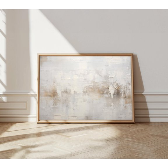 SHIRVA Beige Gold Abstract Art Print Neutral Textured Poster Landscape Wall Decor (A4 A2 A3), Unframed Paper Poster 12x8in