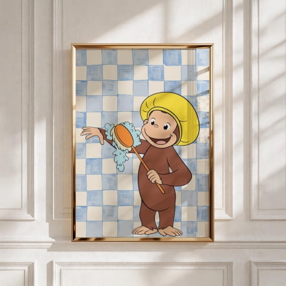 SHIRVA Curious George Poster, Classic Storybook Wall Art, Curious Monkey Print, Nursery Decor, Book Poster Gift, Unframed Paper Poster 24x36in