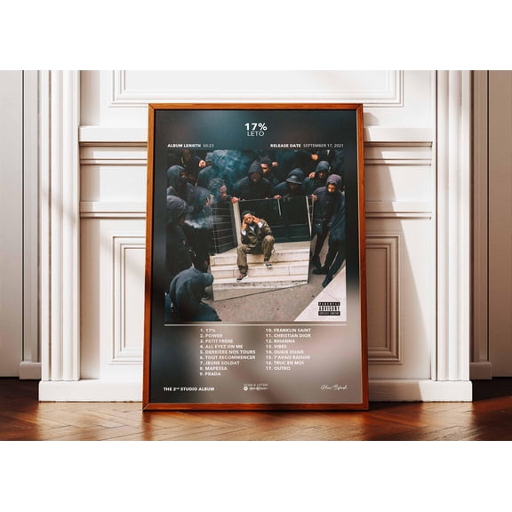 SHIRVA Leto 17% Album Poster, Rap Album Poster, Album Wall Art, Music Album Poster, French Rapper Poster, Poster Canvas, Unframed Paper Poster 8x12in