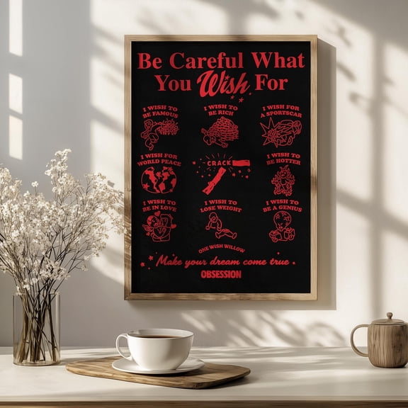 SHIRVA Obsession Movie Poster, Obsession 2026 Fanart, One Wish Willow, Dark Aesthetic Wall Art, Vintage Illustration Print, Unframed Paper Poster 8x12in