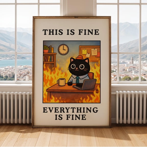 SHIRVA Office Meme Poster, Funny Burnout Wall Art, Work Decor, Dark Humor Print, Relatable Office Gift, Unframed Paper Poster 12x18in
