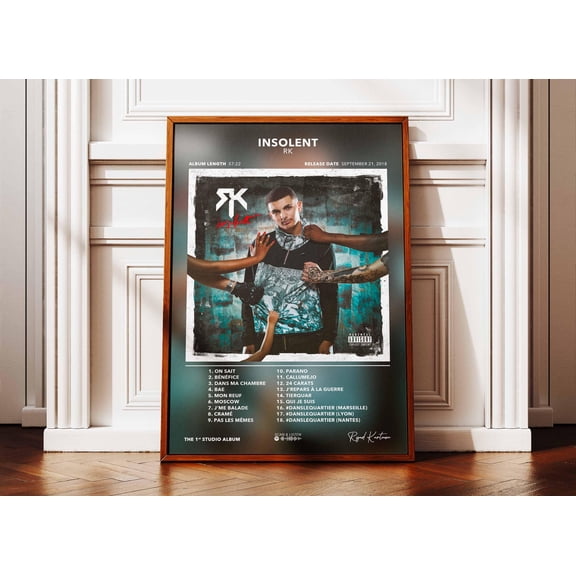 SHIRVA RK Insolent Album Poster, Rap Album Poster, Album Wall Art, Music Album Poster, French Rapper Poster, Poster Canvas, Unframed Paper Poster 8x12in