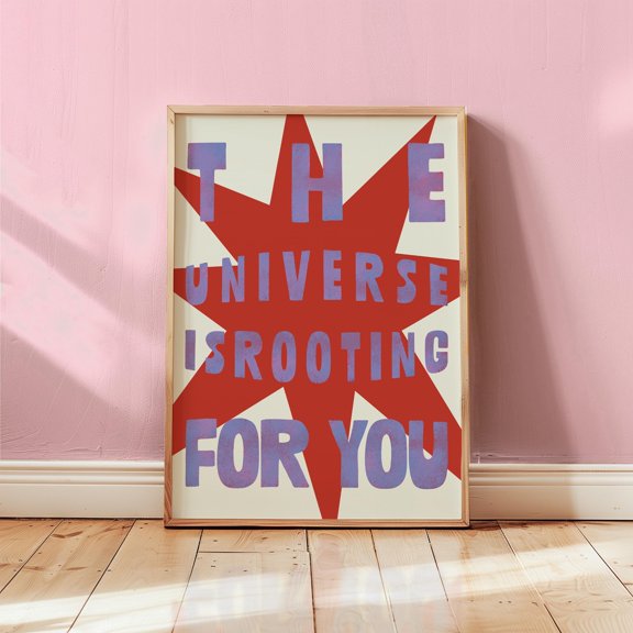 SHIRVA Retro Typography Poster, Universe Is Rooting For You Canvas Poster, Unframed Paper Poster 8x12in