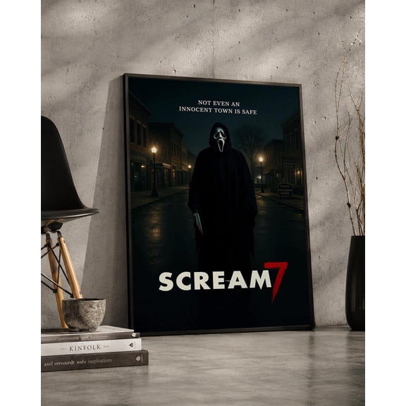 SHIRVA Scream 7 Movie Poster, Ghostface Horror Wall Art, Scary Slasher Film Print, Dark Halloween Poster, Horror Movie Decor Gift, Unframed Paper Poster 12x18in