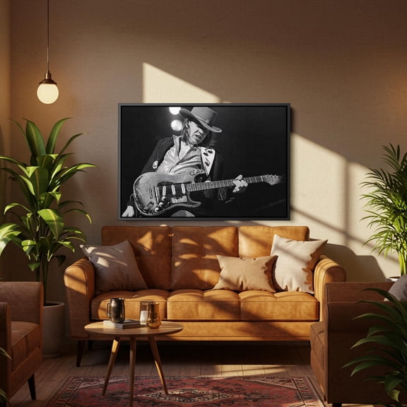 SHIRVA Stevie Ray Vaughan Print, Guitarist Wall Art, Rock Music Canvas, Music Room Wall Art Decor, Unframed Paper Poster 12x8in