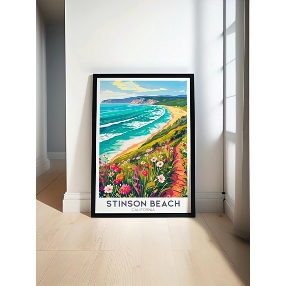 SHIRVA Stinson Beach Art Print, Bolinas Point Print, Point Reyes Poster, Stinson Beach Poster, Bolinas Point Decor, California Art Poster, Canvas, Unframed Paper Poster 8x12in