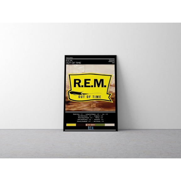 SHIRVA Out of Time Poster, R.E.M. Rock Music Album Cover Poster, Music Gift Wall Decor, Retro Poster Canvas, 4 Color Home Decor, Unframed Paper Poster 16x24in