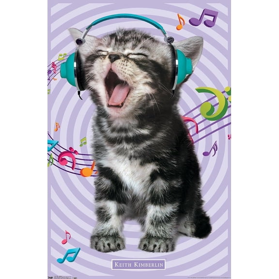 SHIRVA Keith Kimberlin Kitten Singing Wall Poster, Premium Version, Unframed Paper Poster 12x18in