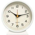 thumbnail image 1 of SHISEDECO 4.5" Battery Operated Antique Retro Analog Alarm Clock, Small Silent Bedside Deskclock with Light Function, Non-Ticking Tableclock Decor for Living Room, Bedroom, Bedside, Shelf (White), 1 of 16