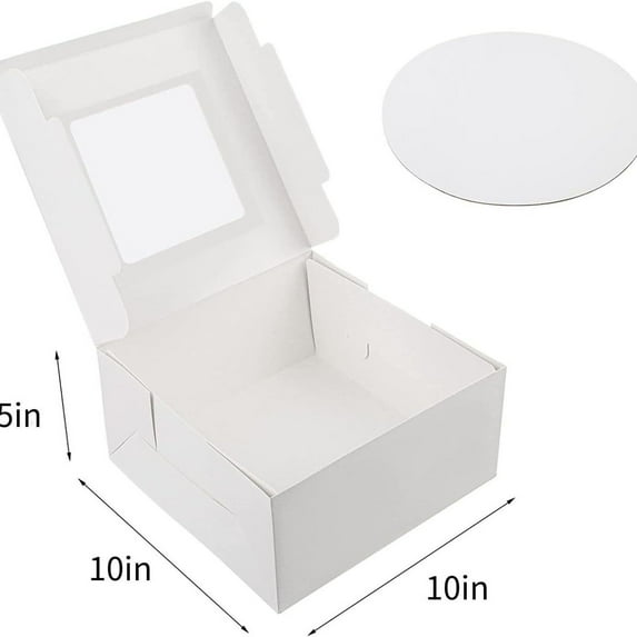 ADDHAT White Cake Boxes with Window Transparent Design for Storage Safe and Paper 10 Inch