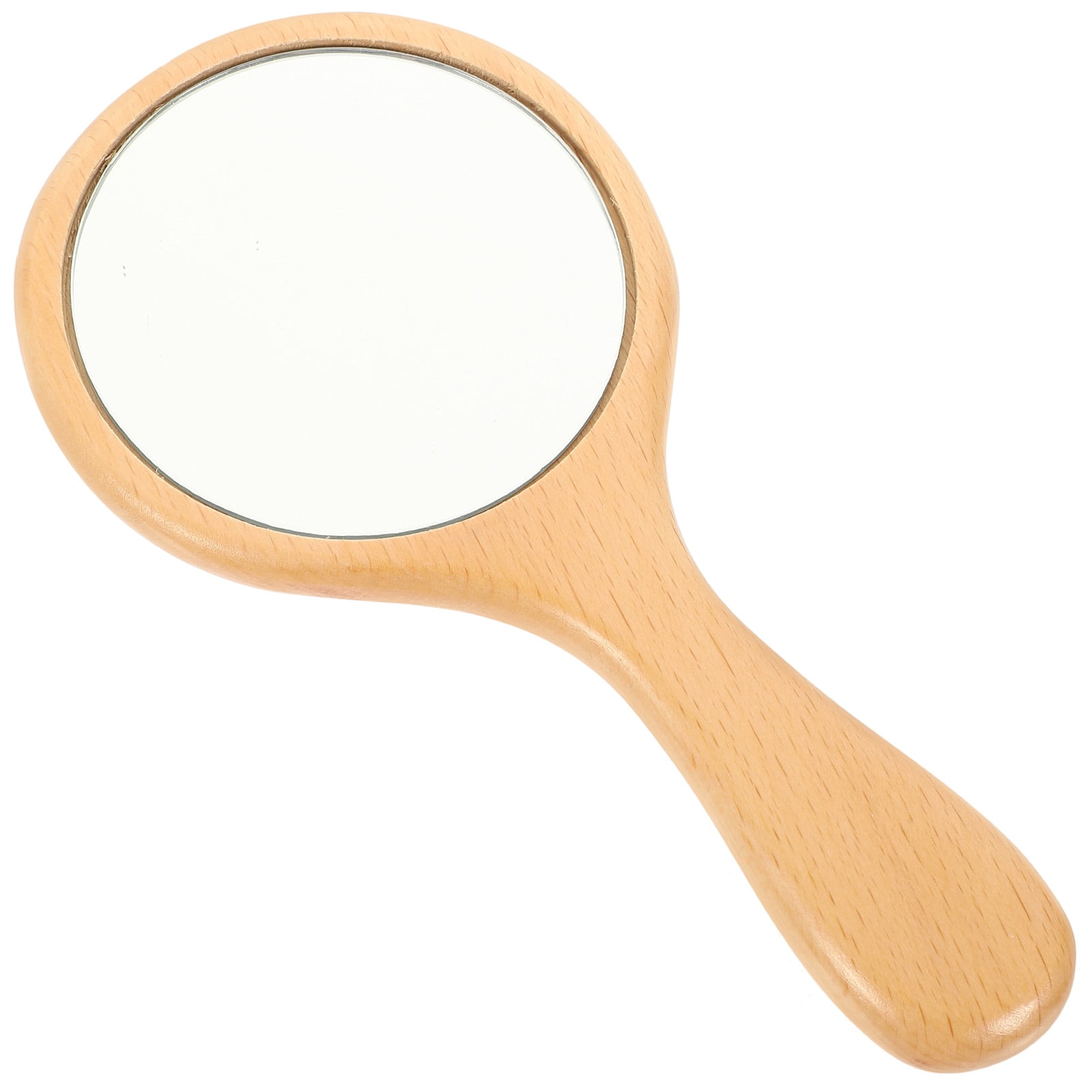 SHISUYAN Portable Wood Oval Handheld Makeup Mirror for Travel and