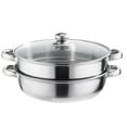 SHISUYAN Stainless Steel Steamer Pot with Glass Lid for Gas/Electric