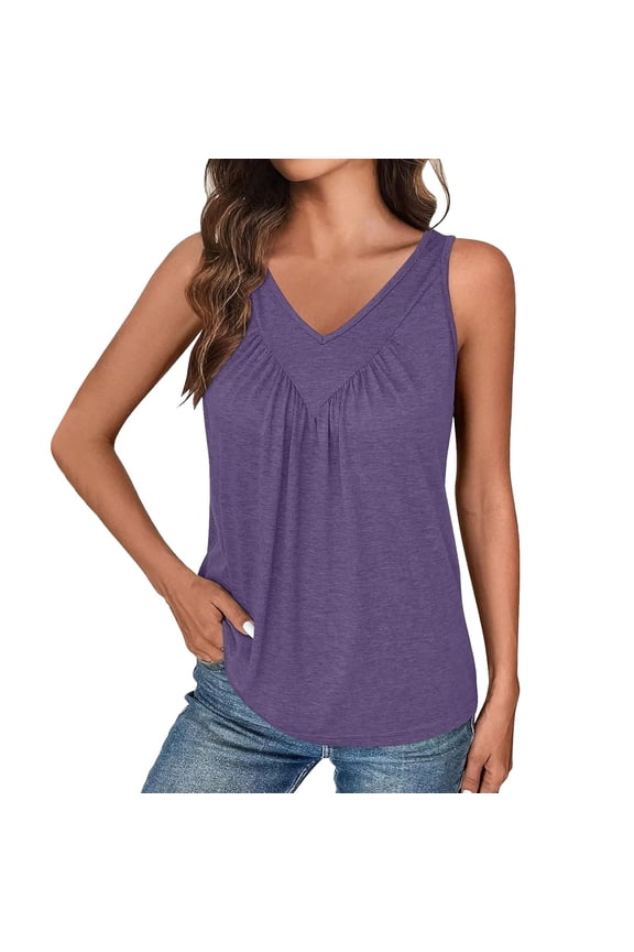 2000s Crop Top Muscle Women Womens Tank Tops Loose Fit V Neck Ruched Sleeveless Tops Casual Basic Shirts