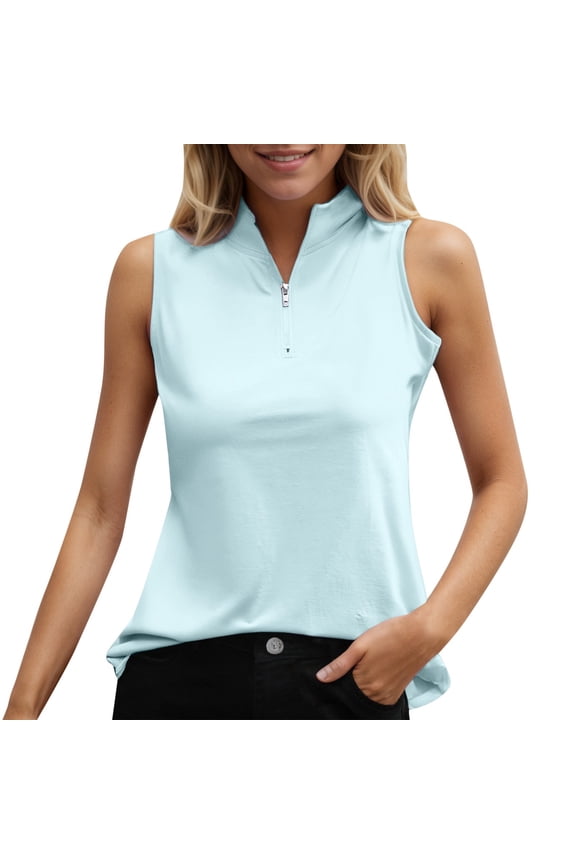 90s Top Women High Neck Top Women's Solid Color Stand Collar Tank Top Casual Summer Wear Vacation Comfortable Stretch Camisole Blouse T Shirt