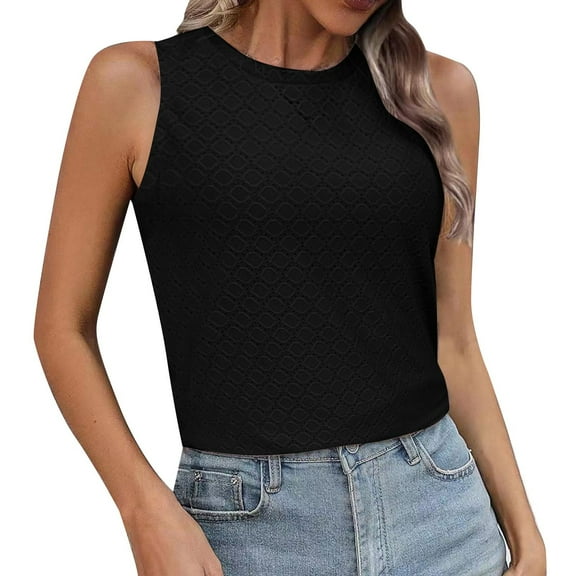 SHITINN Base Shirt and Corset Top Womens Tank Tops Eyelet Loose Casual Summer Tops Crew Neck Basic Sleeveless Shirts Trendy 2025