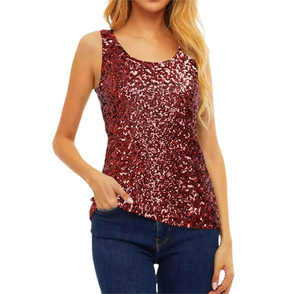 SHITINN Beaded V Neck Top Athletic Crop Women's Sequin Tank Tops Camisole Vest Glitter Going Out Tops Sleeveless Concert Shirt